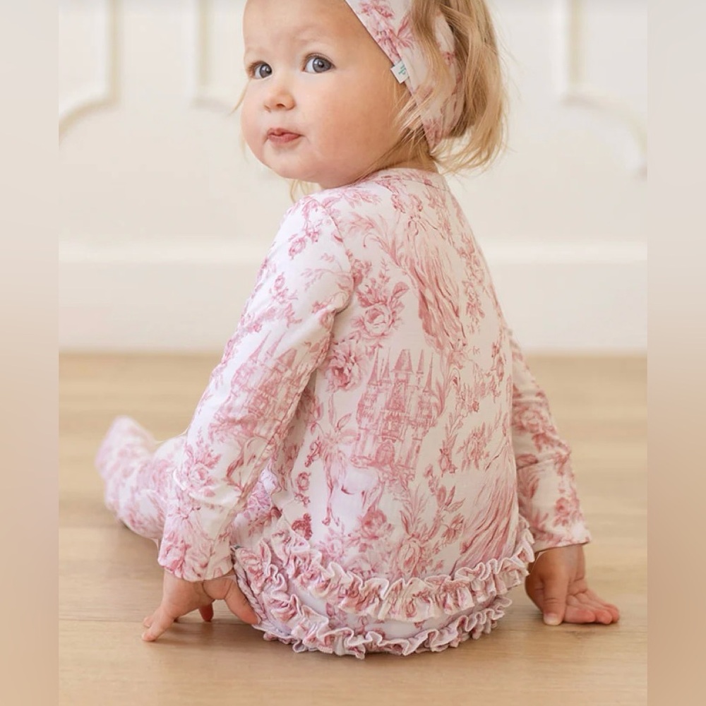 Posh Peanut Pink Antoinette Bamboo Sleeper Footie 6-9m
